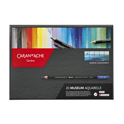 CARAN D'ACHE Museum Aquarelle Boîte carton de 20 crayons de couleurs Marine