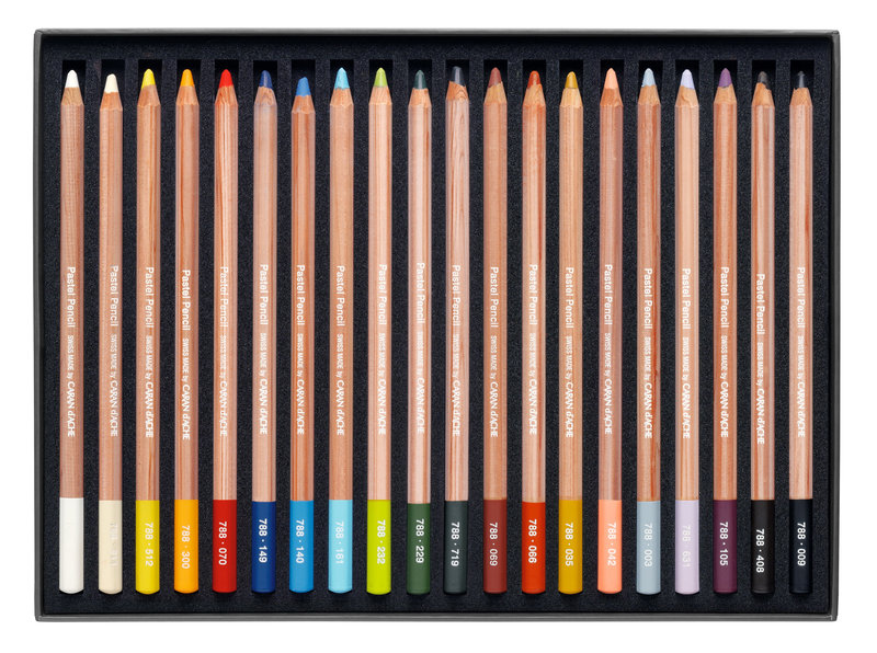 CARAN D'ACHE Cardboard box of 20 pastel pencils in assorted colors