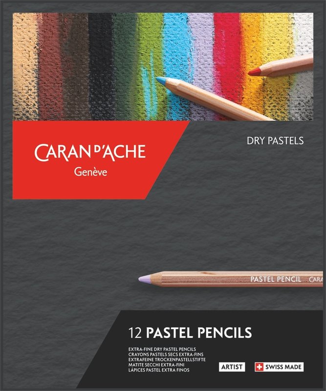 CARAN D'ACHE Boîte carton de 12 crayons Pastel couleurs assorties