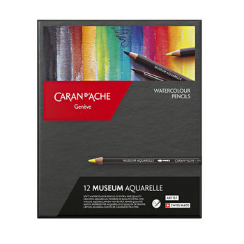 CARAN D'ACHE Museum Aquarelle Boîte carton de 12 crayons de couleurs