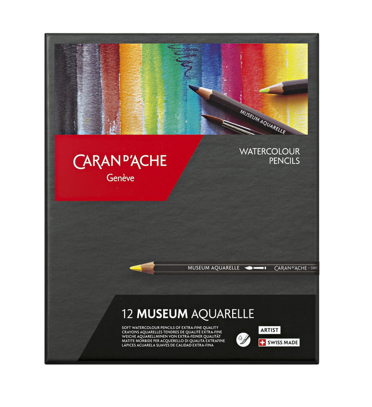 CARAN D'ACHE Museum Aquarelle Boîte carton de 12 crayons de couleurs