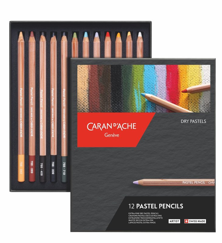 CARAN D'ACHE Cardboard box of 20 pastel pencils in assorted colors