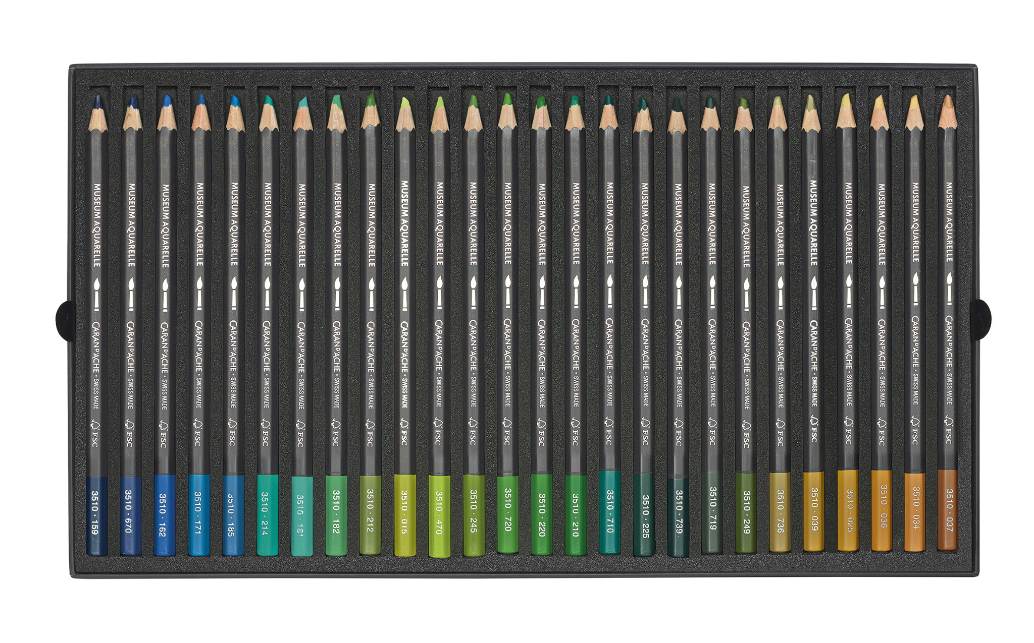 CARAN D'ACHE Museum Aquarelle Boîte carton de 76 crayons de couleurs + 2 blender