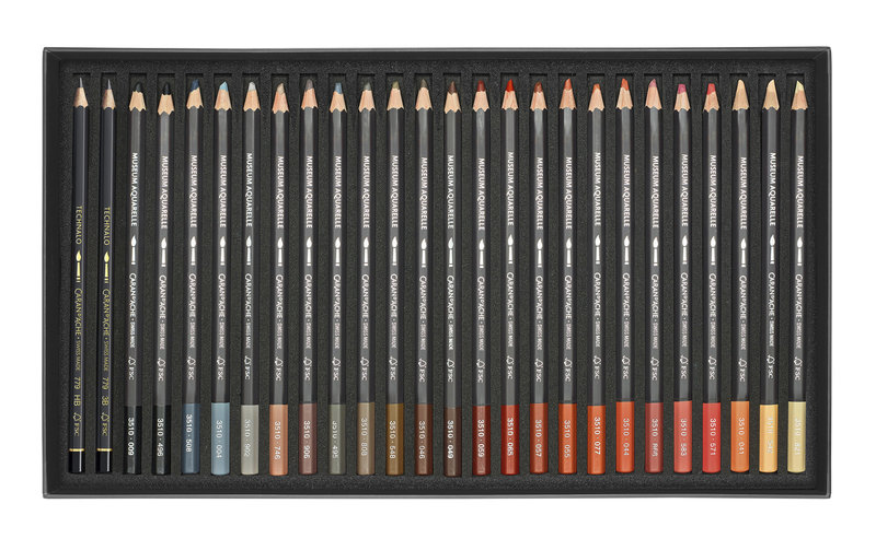 CARAN D'ACHE Museum Aquarelle Boîte carton de 76 crayons de couleurs + 2 blender