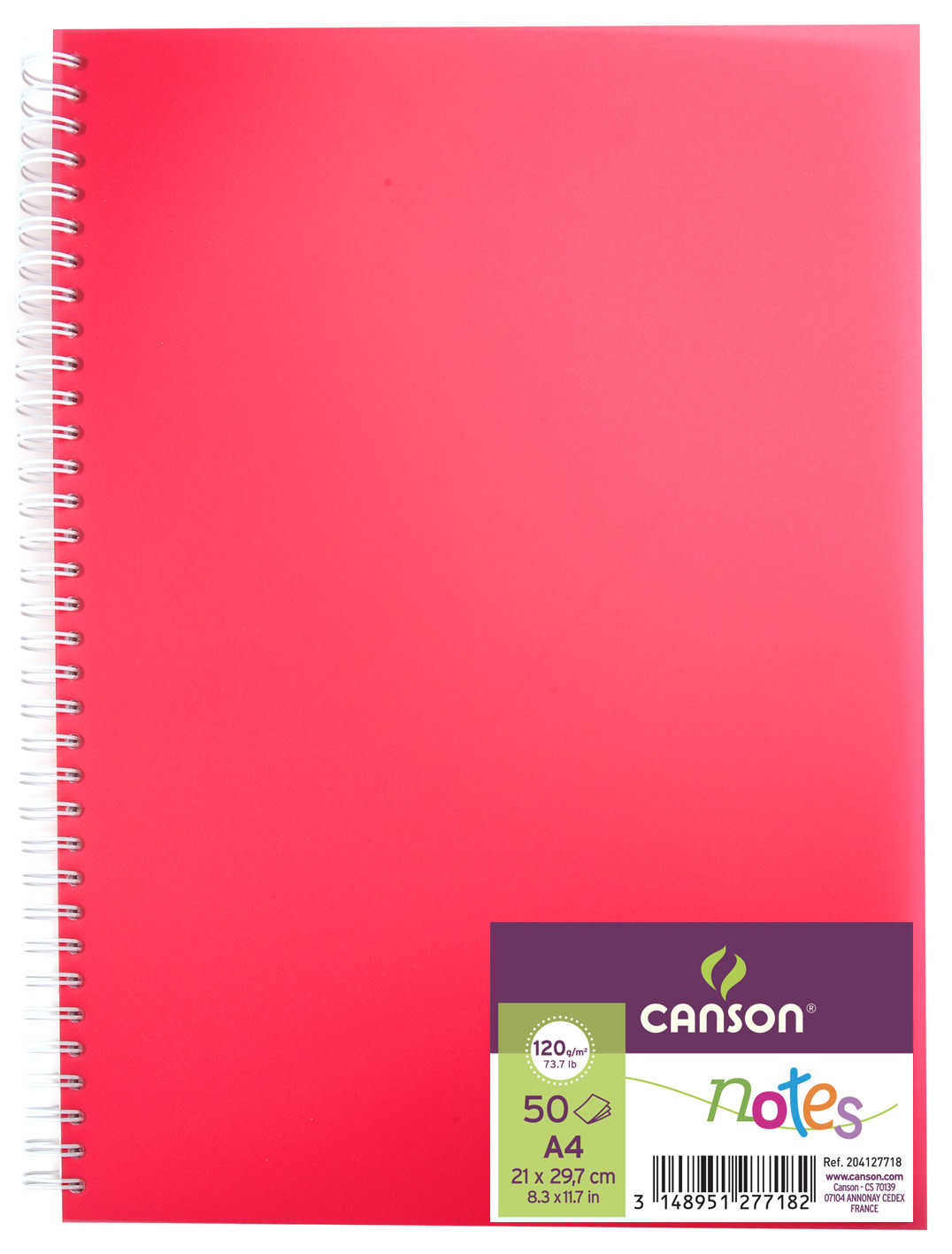 Carnet Spirale Notes Canson® 50Fl A4 120G/m² Rose - Papeterie Michel