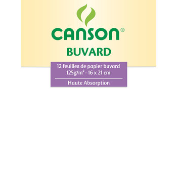 CANSON Pochette Papier Buvard Blanc 16x21cm 125g/m² 12 Feuilles