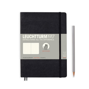 LEUCHTTURM 1917 Black Notebook, Soft Cover, Medium (A5), 123p, stippled