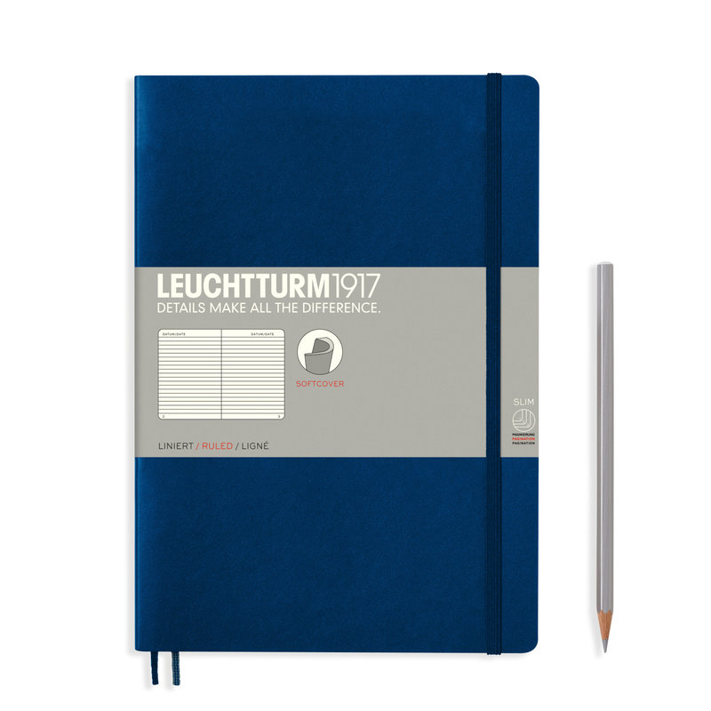 LEUCHTTURM 1917 Bleu Marine notebook, Soft cover, Composition (B5), 123 p., lined