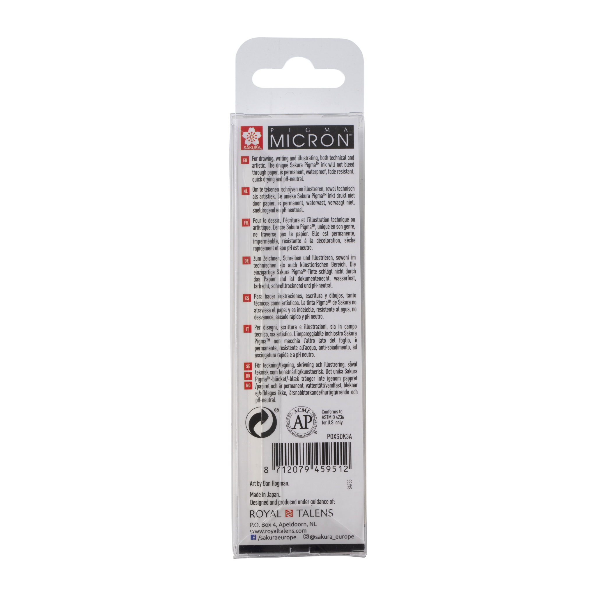 SAKURA Pigma Micron Étui de 3 Fineliners Noirs 08-10-12 Large
