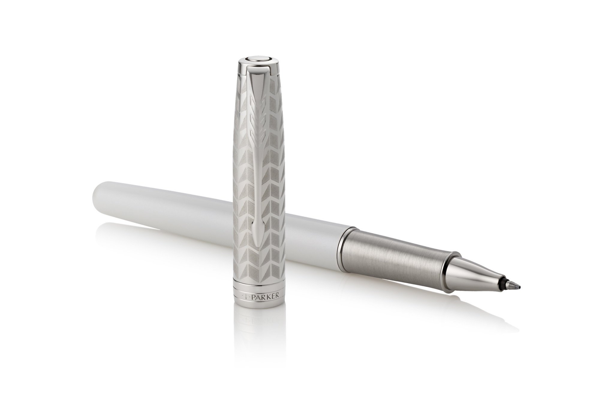 PARKER Stylo Roller F Sonnet métal et laque perle attributs palladium