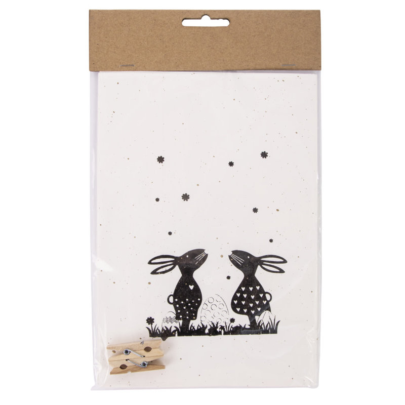 RAYHER Easter paper bags with wooden clips. white. 14x19.7x8cm. sct.-LS 2pces