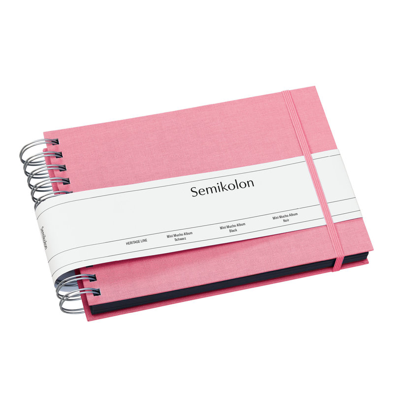 SEMIKOLON Mini Mucho Photo Album - Flamingo Pink - Black pages