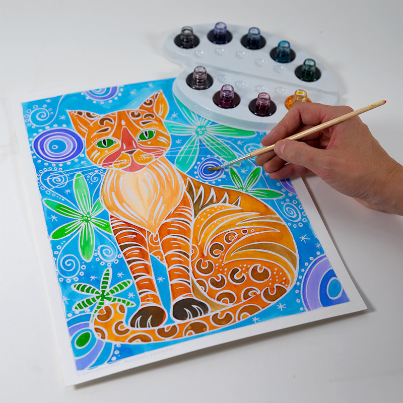 SENTOSPHERE Watercolor painting "Cats