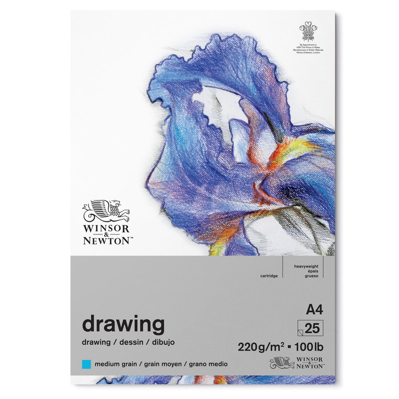 WINSOR & NEWTON Bloc Papier dessin grain moyen 220g A4 25 feuilles