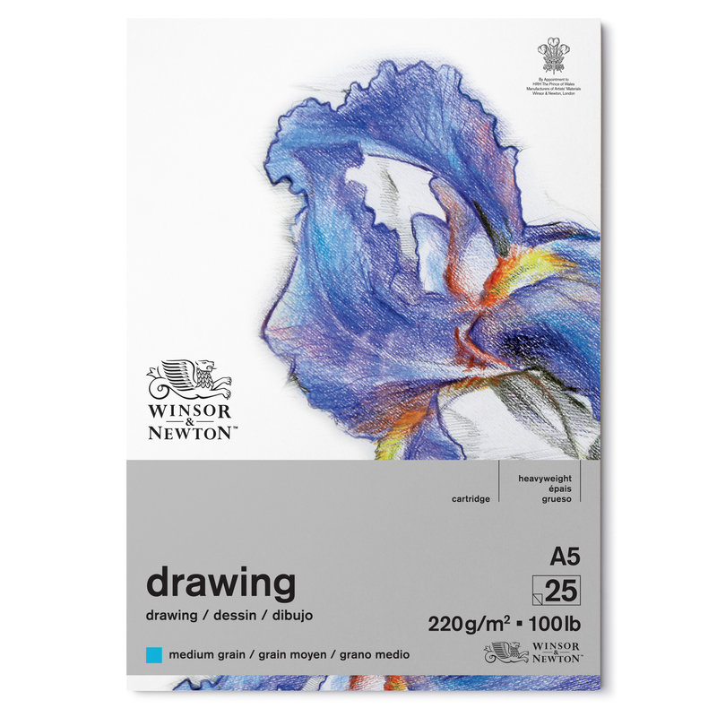 WINSOR & NEWTON Bloc Papier dessin grain moyen 220g A5 25 feuilles