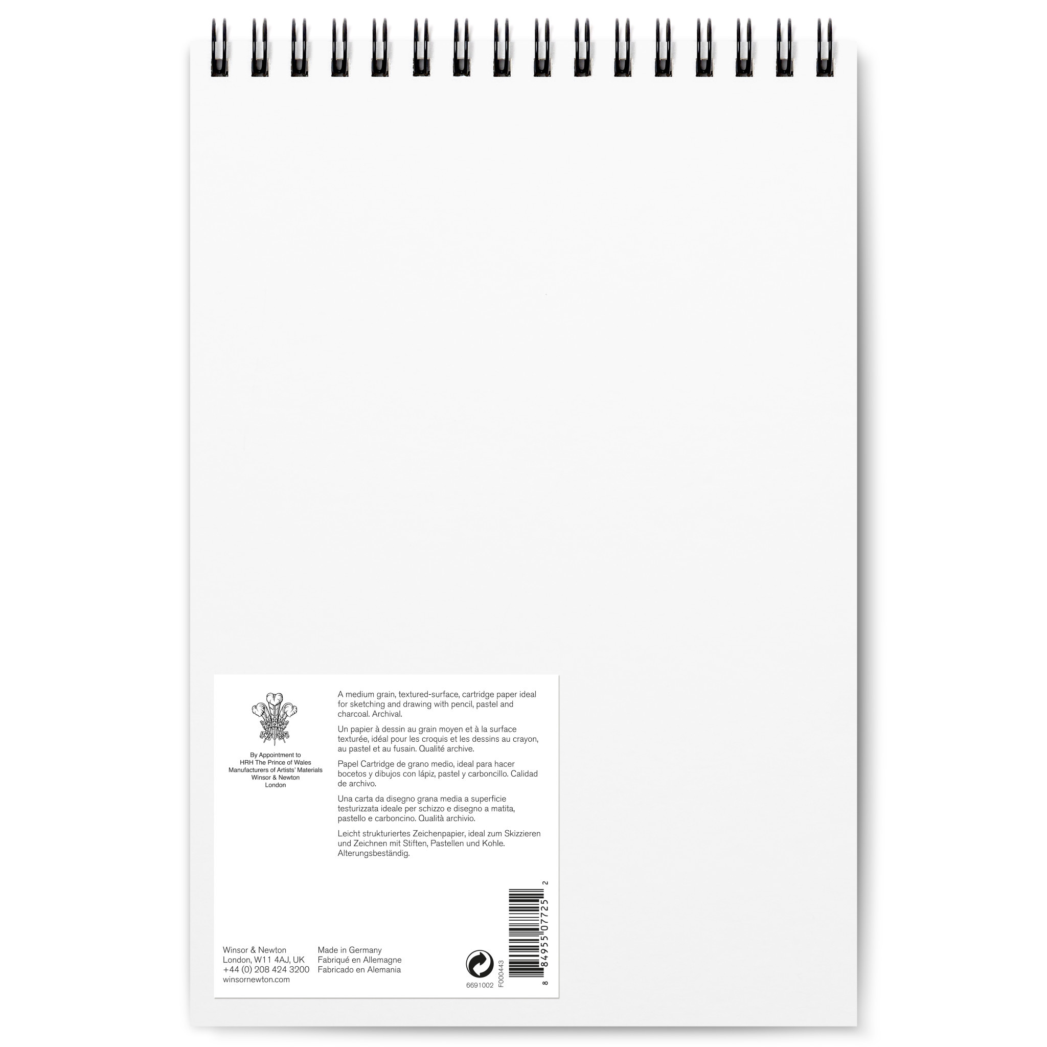 WINSOR & NEWTON Bloc Papier dessin spirale grain fin 150g A4 25 feuilles