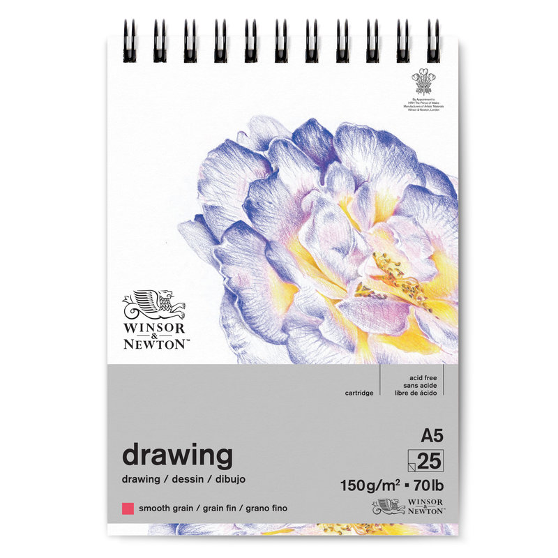 WINSOR & NEWTON Papier dessin bloc spirale grain fin 150g A5 25 feuilles