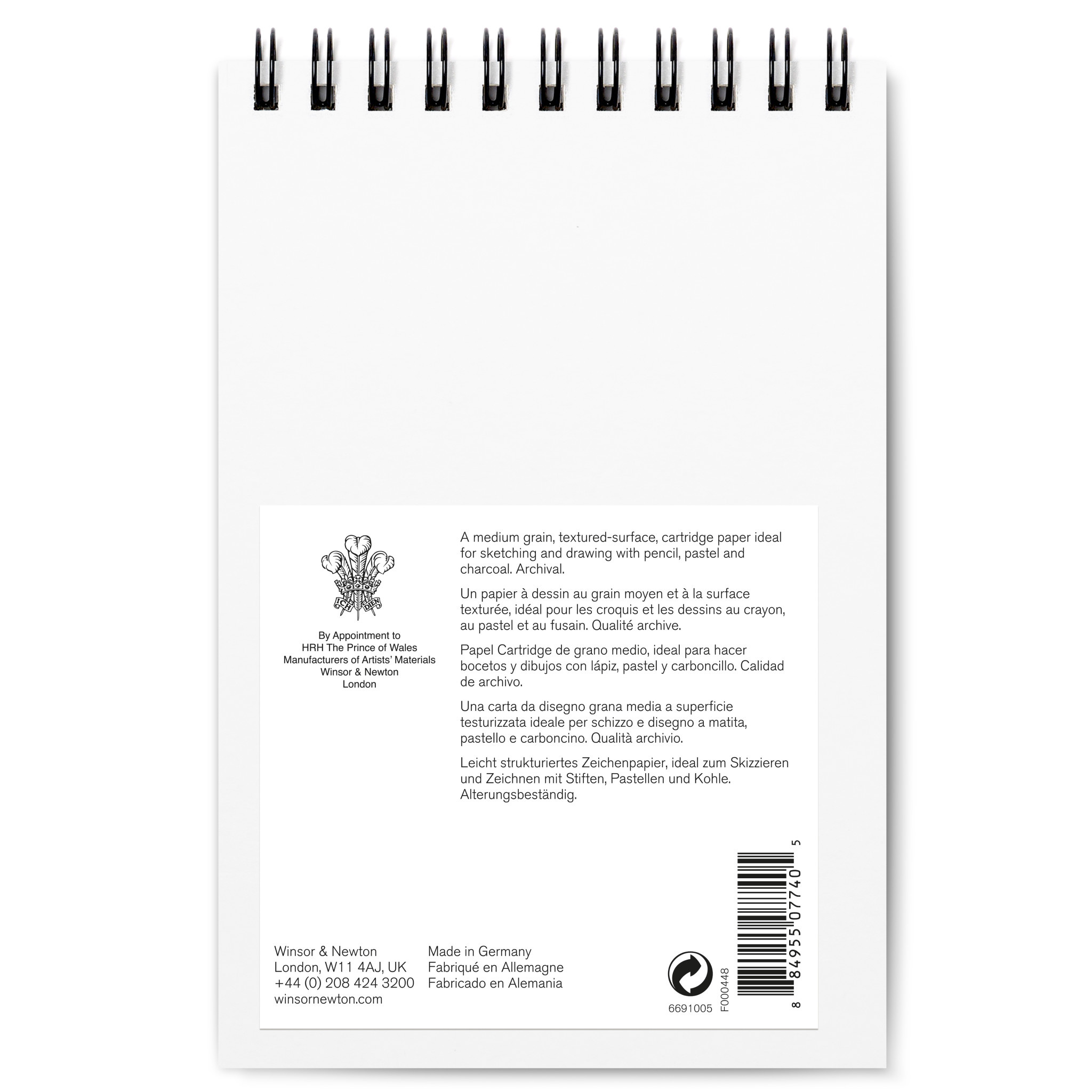 WINSOR & NEWTON Papier dessin bloc spirale grain moyen 150g A5 25 feuilles