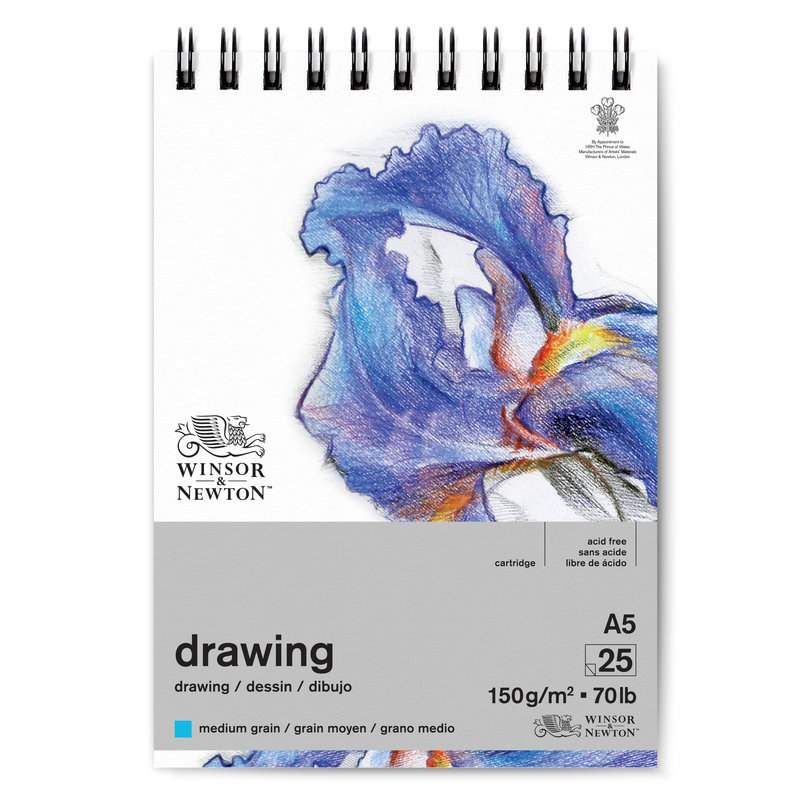 WINSOR & NEWTON Papier dessin bloc spirale grain moyen 150g A5 25 feuilles