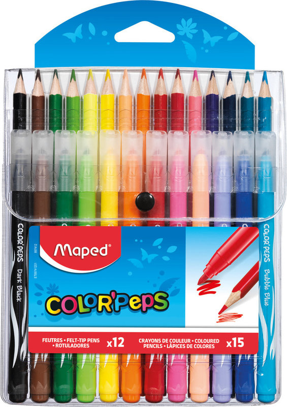 Pack Maped - Color'Peps - 18 crayons de couleur + 18 feutres