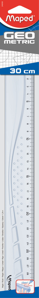 Stock Bureau - MAPED règle plate Triple décimètre Geometric en plastique  transparent 30 cm à poignée