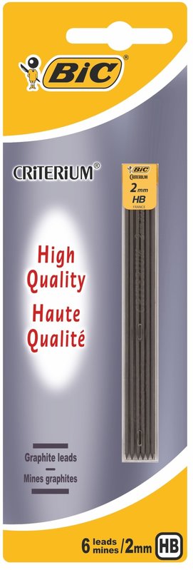 Mines critérium haute qualité, BIC (2 mm HB, x 6)