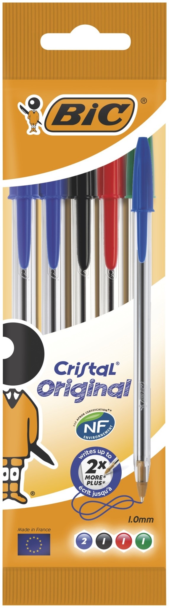BIC Mini stylos à Ball 4 couleurs, 1,0 mm - blister avec 2 pièces mini  stylo quatre