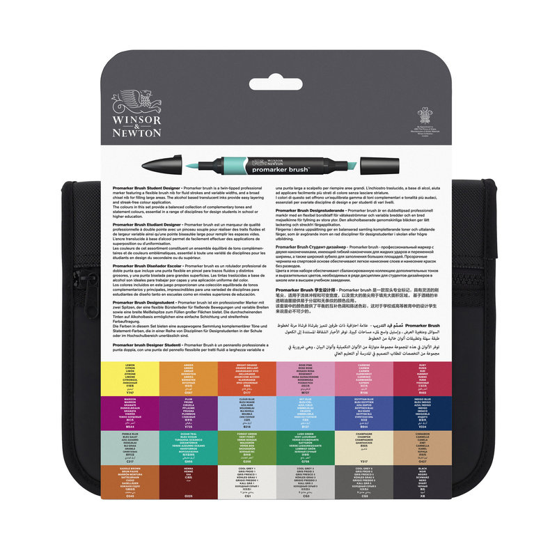 WINSOR & NEWTON Promarker Pinceau x24 valise étudiant designer set