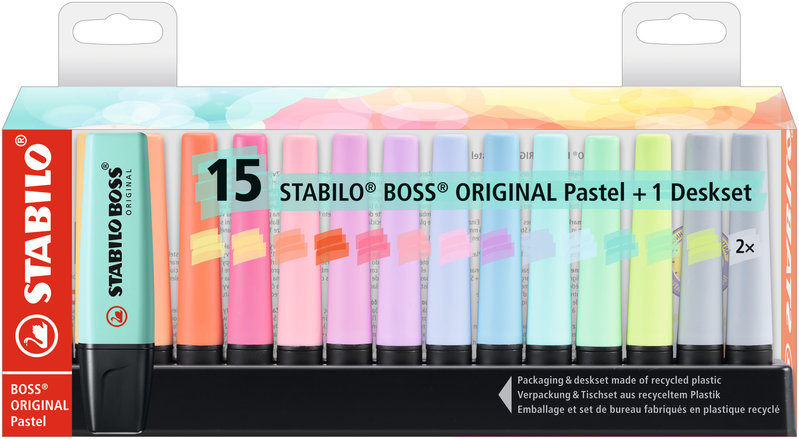 STABILO Set de bureau x 15 BOSS ORIGINAL Pastel