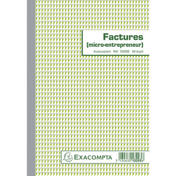 EXACOMPTA Facture Micro Entrepreneur 21X14.8 50Da.