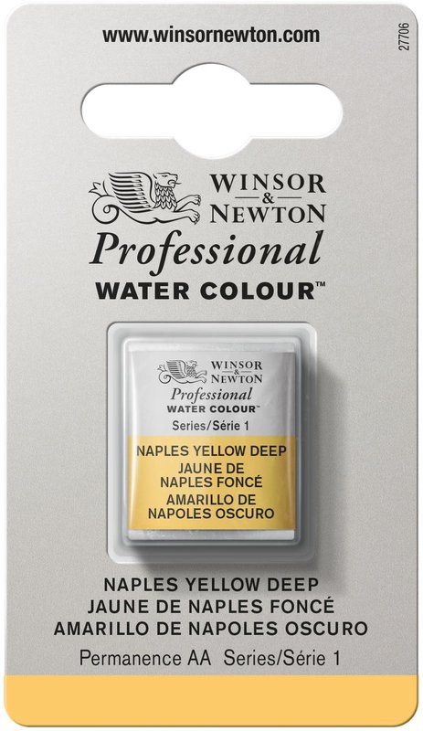 WINSOR & NEWTON Professional Aquarelle 1/2 Godet 425 Jaune de Naples Foncé