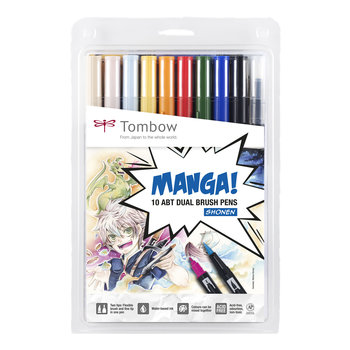 TOMBOW ABT Dual Brush Pen, Set De 10, Couleurs Manga Shonen