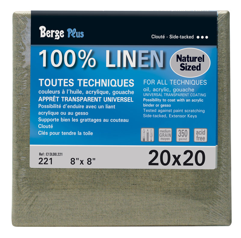 BERGE Natural linen frame Berge Plus 40x40cm nailed N°223