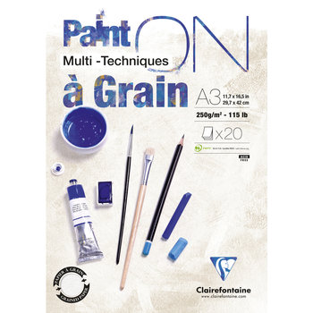 CLAIREFONTAINE Bloc Paint'On À Grain Encollé A3 20 Feuilles 250G