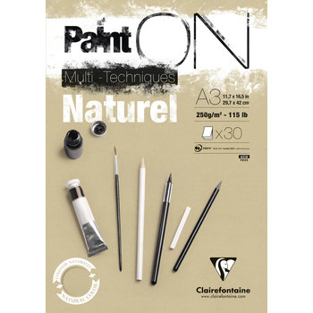CLAIREFONTAINE Bloc Paint'ON collé A3 30 feuilles 250g naturel