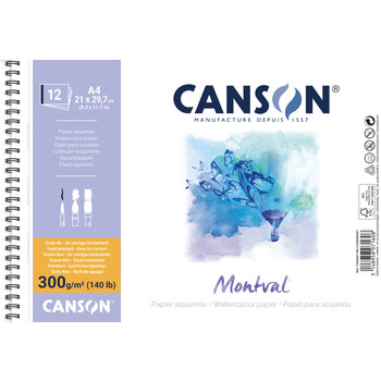 CANSON Album Spirale 12Fl Montval® A4 300G Grain Fin Blanc Naturel