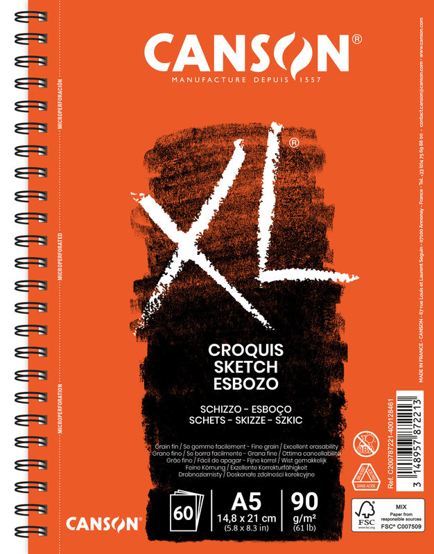 CANSON Al 60Fl Spirale Gd Cote Xl®  A5 90G Croquis