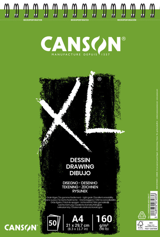 CANSON Al Spirale 50Fl Xl® Dessin A4 160G