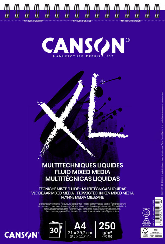 CANSON Album 30 Feuilles XL® Fluid mixed media A4 250G