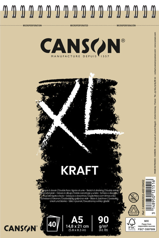 CANSON Al Spirale 40Fl Xl® Kraft A5 90G