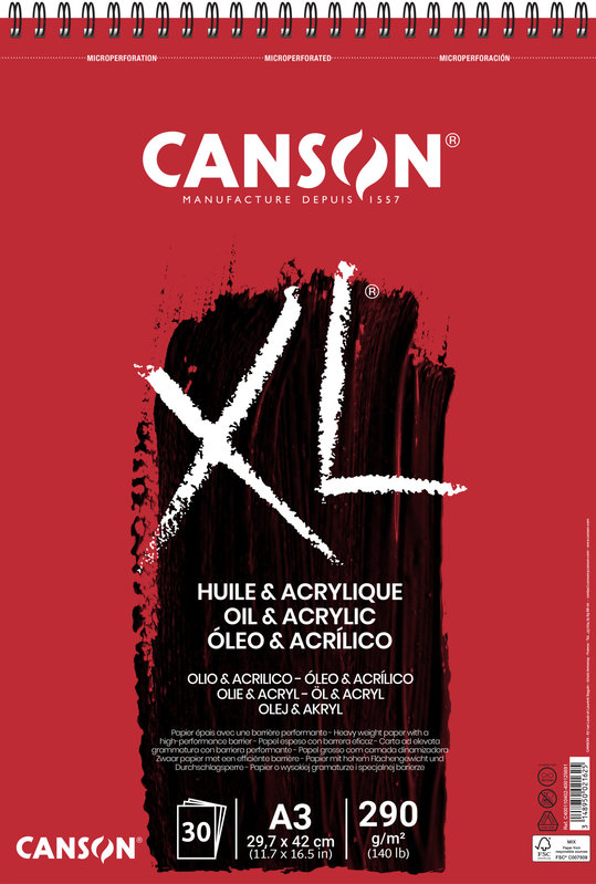 CANSON Al Spirale 30Fl Xl® Huile Et Acrylique A3 290G