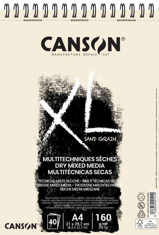 CANSON Album 40Fl Xl® Touch (Sand Grain) A4 160G Naturel