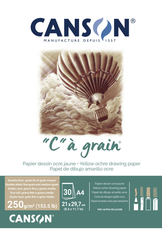 CANSON Bl 30Fl 'C' à grain ®  A4 250G Ocre