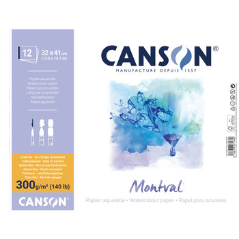 CANSON Al Spirale 12Fl Montval® 32x41cm 300G Grain Fin Blanc Naturel