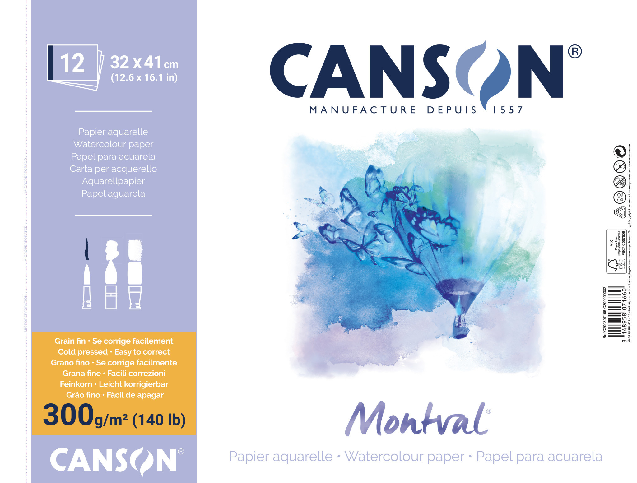Papier de Création couleurs CANSON en pochette- Grain Fin 150g/m²