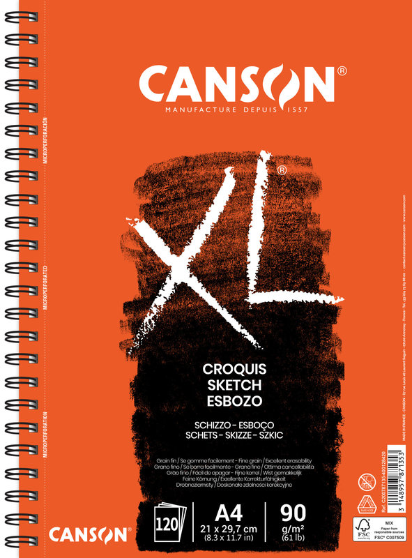 CANSON Album 120 Sheets Long Cote XL® A4 90Grs Sketch