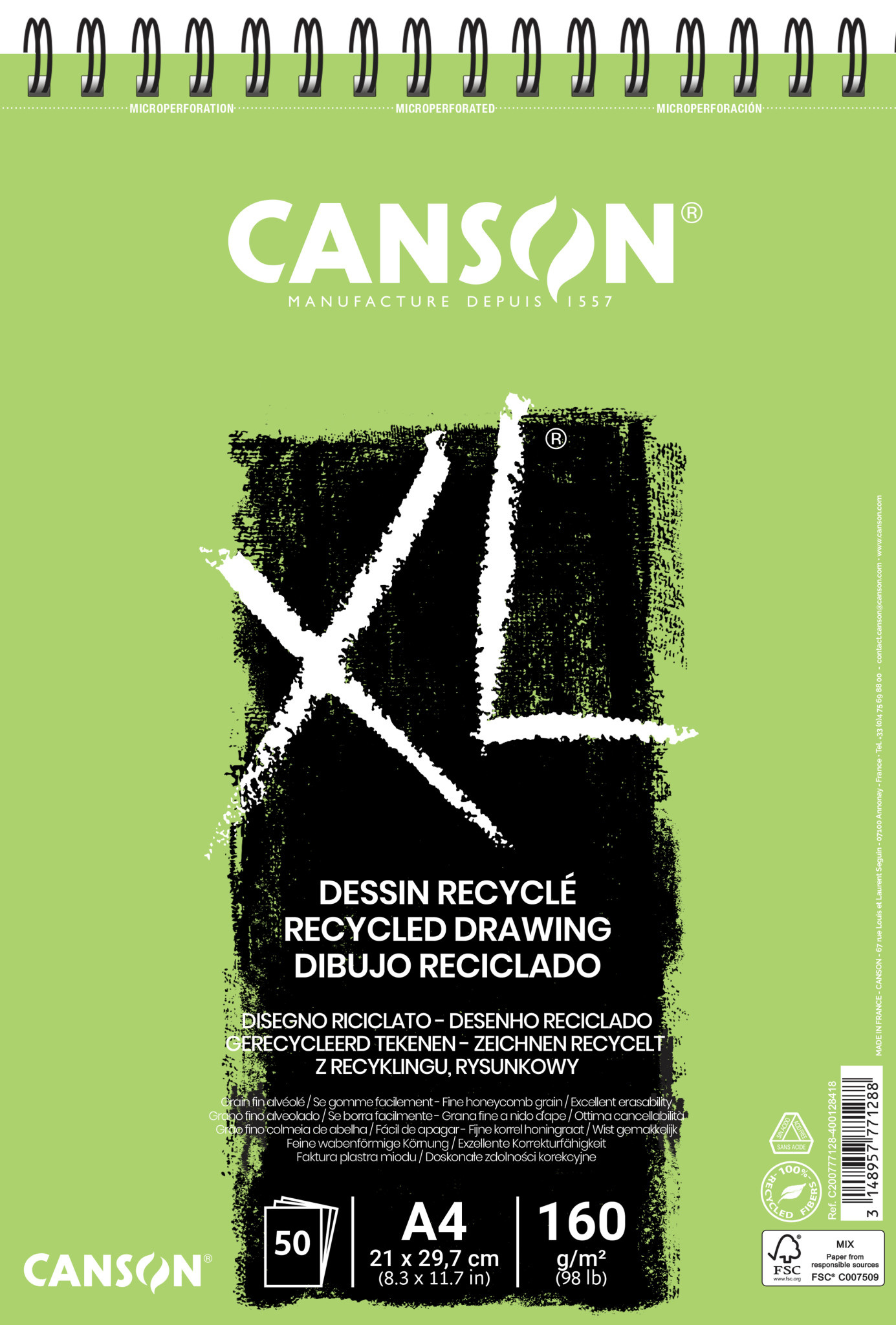 Papier à dessin blanc recyclé 24x32cm 160g/m² 10 feuilles CANSON : la  pochette de 10 feuilles à Prix Carrefour