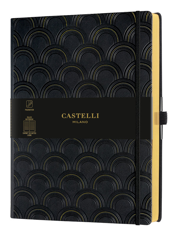 CASTELLI Carnet C&G Tres Grand Format Ligné Art Déco Gold