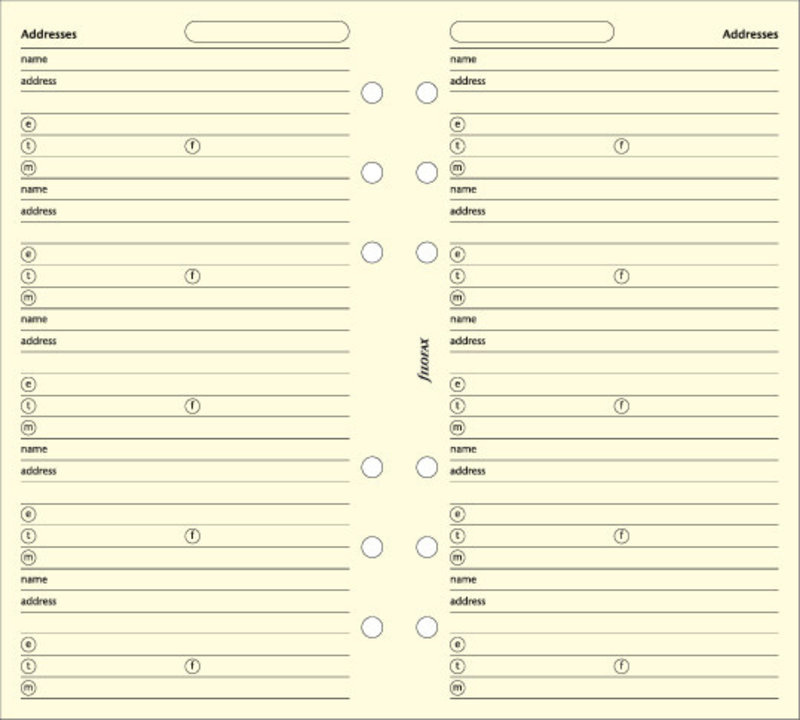 FILOFAX Personal Refill Address Cotton Cream