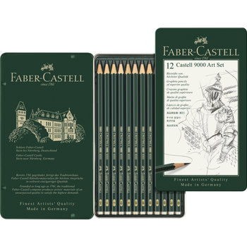 FABER CASTELL Crayon graphite Castell 9000 Art boîte métal 12x